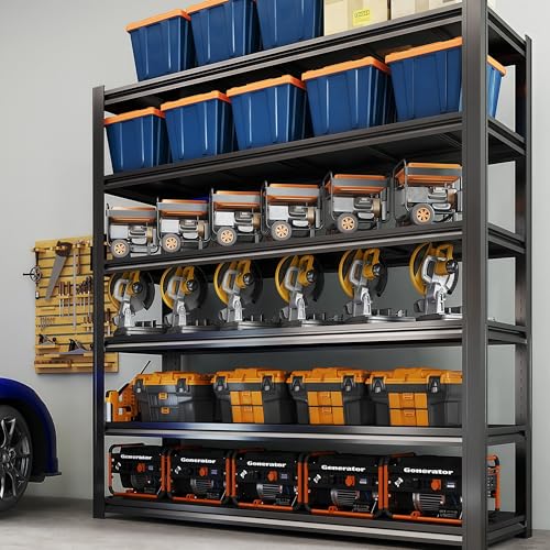 6-Tier Heavy Duty Garage Shelving, 6,000 lbs Capacity Adjustable Metal Storage Shelving Unit for Garage, Basement, Warehouse & Workshop, 62" W x 24" D x 84" H - size: 6T 62 "W x 24 "D x 84 "H