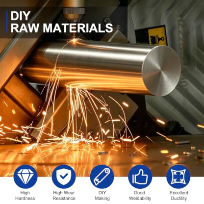 MECCANIXITY Round Steel Rod 7.6mmx100mm HSS Lathe Bar Stock Tool Metal - size: 7.6mm x 100mm
