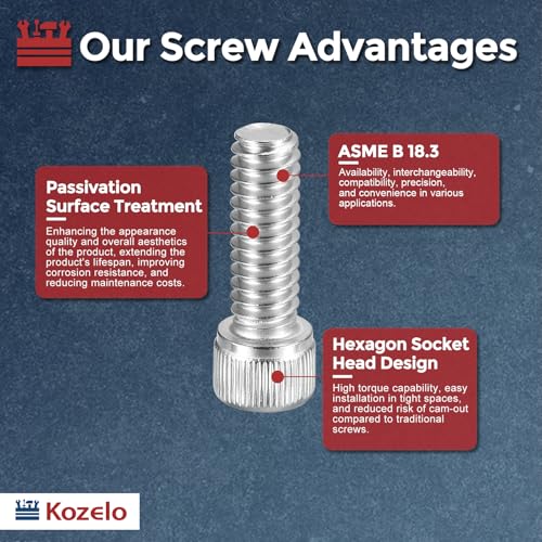 50pcs Socket Head Cap Screws 1/4"-20x5/8 304 Stainless Steel Silver - color: Silver, size: 1/4"-20 x 5/8"