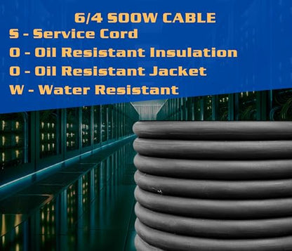 6 Gauge 4 Conductor 6/4 AWG Black SOOW Portable Power Cable Wire (90 Feet) - style: 90 Feet