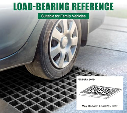 2 Pack 36x24x1.2in Fiberglass Molded Grating,Grit-top Surface,Grey - size: 36"L x 24"W x 1.2"Th