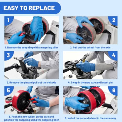 Complete Pallet Jack Wheels Replacement Kit with Axles, Red PU,Heavy-Duty - color: Red, size: 7" X 2" & 3.75" X 3"