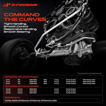 A-Premium Power Steering Pressure Hose Line Assembly, Pump To Rack