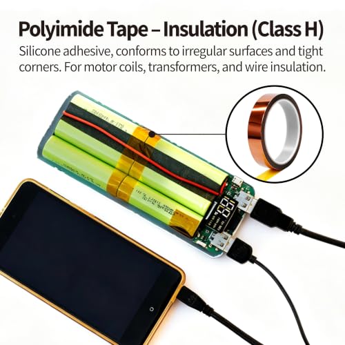 High-Temp Polyimide Tape 3/8" x33Yd, 4Pack, Heat Resistant Tape