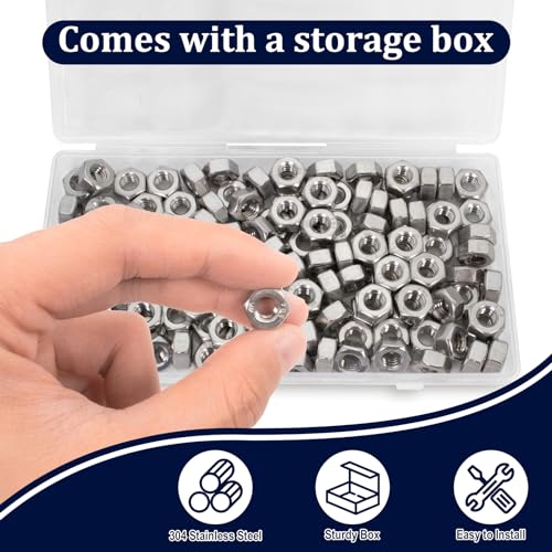 ZQZ 1/4-20 Hex Nuts,130PCS Stainless Steel Hardware Nut 304 ss Threaded Nut - size: SAE 1/4"-20;130 PCS