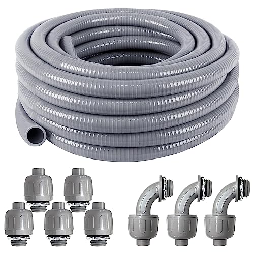 Liquid-Tight Conduit and Connector Kit 1/2 Inch 25 Ft - size: 1/2IN,25FT