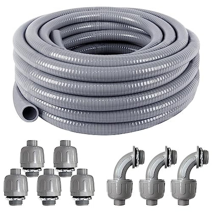 Liquid-Tight Conduit and Connector Kit 1/2 Inch 25 Ft - size: 1/2IN,25FT