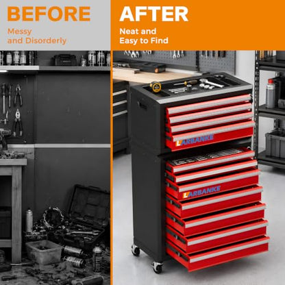 LARBANKE 11-Drawer Rolling Tool Chest with Wheels&Locks, Red Tool Cabinet - color: Red, size: 11 drawer tool chest