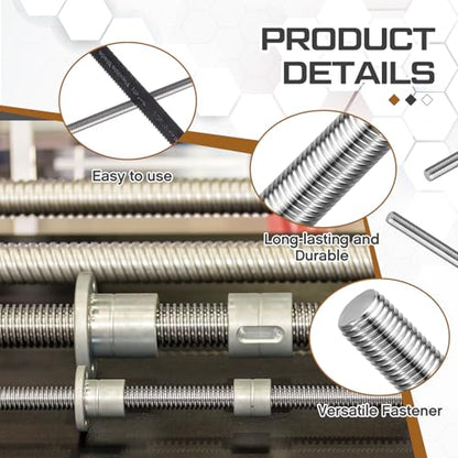 Blulu 4 Pcs 3/4"-10 Fully Threaded Rod, 36" Length - size: 3/4"-10 x 36"