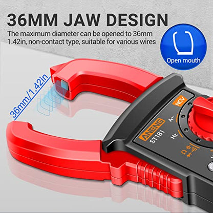 ST181 Clamp Meter with VD807 Non Contact Voltage Tester Measures AC Current, AC/DC Voltage,Capacitance, Resistance, Diodes, Continuity Frequency Backlight Electrican Tools,Pocket-Sized Pen Test