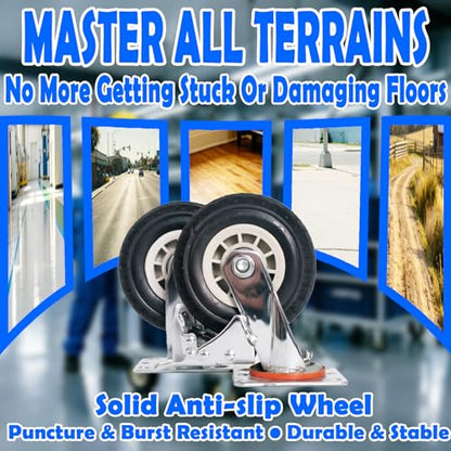 5 inches Heavy Duty Caster,Set of 4,Solid Rubber Swivel Casters - size: 5 inches