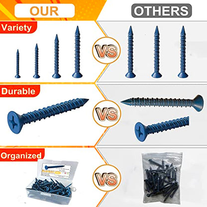 1/4 x 2-1/4" Flat Head Concrete Screw Anchor, for Anchoring to Masonry, Block or Brick (100Pcs) - size: 1/4 x 2-1/4", style: Flat Head