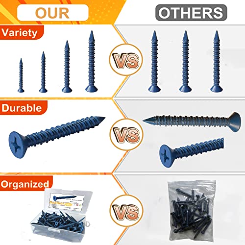 3/16 x 2-1/4" Flat Head Concrete Screw Anchor, for Anchoring to Masonry, Block or Brick (100Pcs) - size: 3/16 x 2-1/4", style: Flat Head