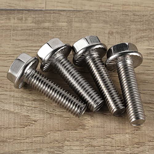 5/16-18 x 1" Flange Hex Head Bolts, Stainless Steel 304, Fully Threaded, 25 PCS - color: Silver, size: 5/16-18 x 1"