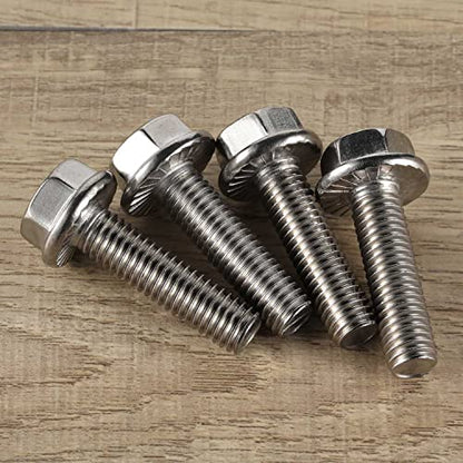 5/16-18 x 1" Flange Hex Head Bolts, Stainless Steel 304, Fully Threaded, 25 PCS - color: Silver, size: 5/16-18 x 1"