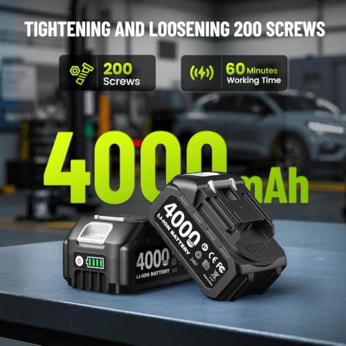 Cordless Impact Wrench, 885Ft-lbs (1200N.m) 1/2" Brushless Impact Gun - size: 1200N.m