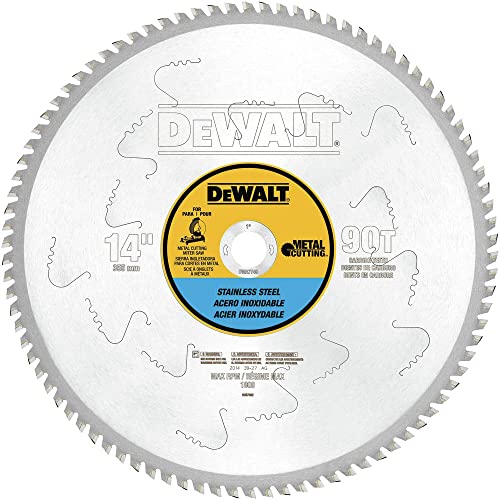 DEWALT 14-Inch Metal Cutting Blade, Stainless Steel, 1-Inch Arbor, 90-Tooth (DWA7749) - size: 14" / 90 Teeth