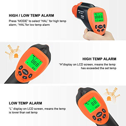 BTMETER Mini Anemometer Digital Air Flow Meter & Infrared Thermometer (-58℉-1292℉)(Not for Human Temp)