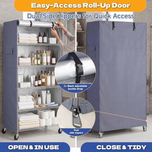 Shelving Cover for Shelving Units, Fits 36"x18"x54" Standing shelf - color: Grey, size: 36"W x 18"D x 54"H