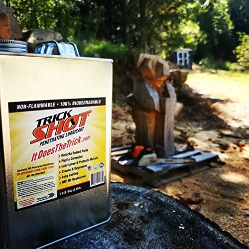 Trick Shot - 3-in-1 Penetrating Lubricant Oil - Biobased Food Grade Industrial Oil for Parts, Rust and Corrosion Remover, Anti-Seize Lubricant Protects Metal Surfaces, Degreases & Cleans - 1-Gallon - size: 1 Gallon, style: 1-Pack