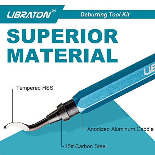 LIBRATON Deburring Tool with 11 High Speed Steel Blades, 360 Degree - style: 11Blades(Mixed 3 Types) A