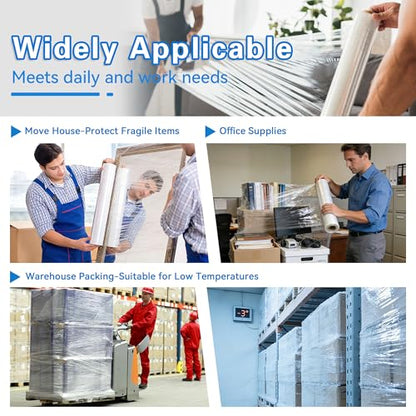 NEXCOVER 18 Inch Stretch Wrap - 1200 Feet | 60 Gauge, 2 Roll Clear Plastic Self-adhering Stretch Wrap Film for Pallet Wrap, Thick and Durable Packing Moving Supplies Heavy Duty Shrink Film. - size: 18'' x 1200'