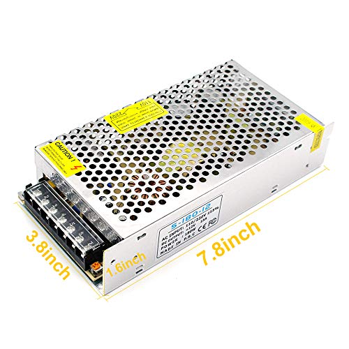 inShareplus 12V 15A 180W LED Power Supply, AC 100-240V to DC 12 Volt Regulated Switching Converter, Low Voltage Transformer for Strip Lights, Lighting Modules and 12V Devices - style: 12V 180W
