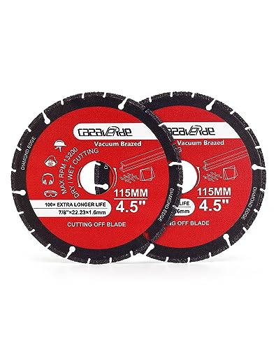 Casaverde 2 Pack 4.5" Metal Cutting Diamond Blade with 7/8" Arbor - size: ☉115mm( 4.5")-01-2pcs