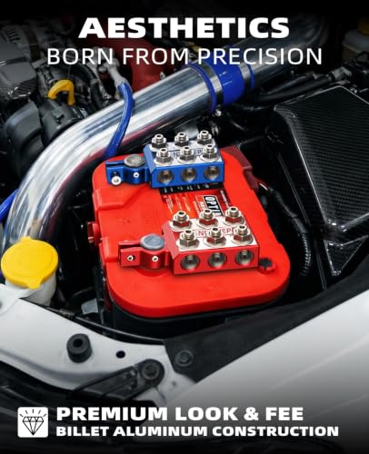 12-Way Car Battery Terminal Connectors, 6 x 2/0 Ports, M8 Studs - color: 6 x 2/0 Ports + 6 M8 Studs