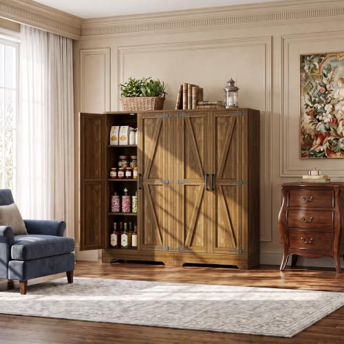Unikito Kitchen Pantry Cabinet with Adjustable Shelves, Weathered Brown - color: Weathered Brown, size: 43.3"H - 2 Pack