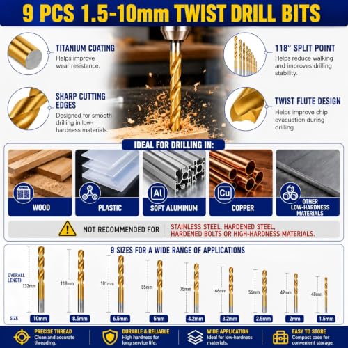 32 Pcs Metric Tap and Die Set, Adjustable Drill and Tap Set with Tap Wrench, Stripped Screw Extractor, Twist Drill Bits, and M2-M12 Taps, Hand Screw HSS Thread Tap Set, Drill Tap Set for Metal Wood - color: 32 Pcs