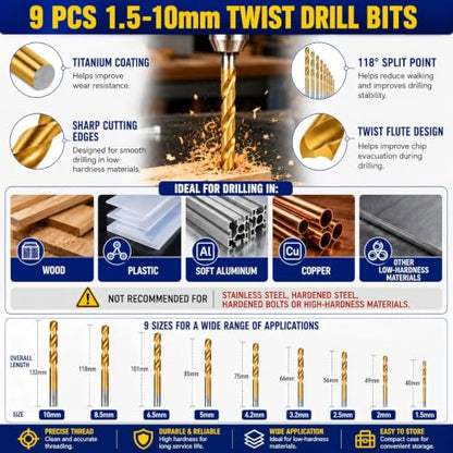 32 Pcs Metric Tap and Die Set, Adjustable Drill and Tap Set with Tap Wrench, Stripped Screw Extractor, Twist Drill Bits, and M2-M12 Taps, Hand Screw HSS Thread Tap Set, Drill Tap Set for Metal Wood - color: 32 Pcs