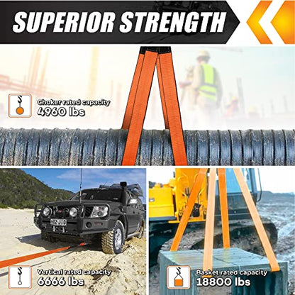2”x7’ Sturdy Lift Sling Straps, 18800lbs Heavy Duty Lifting Web Sling—2 PCS - size: 2 Pack 2”x7FT