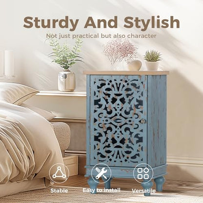 MAISON ARTS Small Accent Cabinet with Doors, Buffet Cabinet with Storage - color: Blue, style: 1-Door