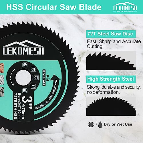 3-Piece 3" HSS Circular Saw Blade Set - 72 Teeth Cutting Discs with 3/8" Arbor for Wood, Plastic, Copper, Aluminum & Soft Metal - size: HSS Saw Blade