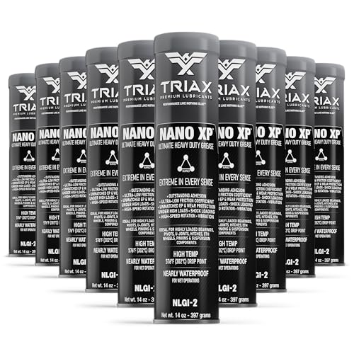 TRIAX Nano XP Grease Ultra Heavy Duty | Moly, Tungsten & Graphite | Wheel Bearings | 5th Wheel | High Temp (14 Oz; 10 Pack) - size: (14 Ounce Cartridge - 10 Tube Pack)