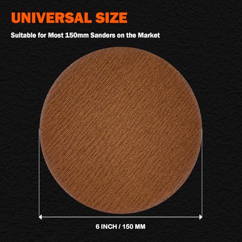 6 Inch Mesh Sanding Discs 50 PCS, 150 Grit Assortment, Dust Free Hook and Loop Sanding Discs, Anti-Clogging Sandpaper for Random Orbital Sander, Angle Grinder, Wood Metal Sanding - style: P150