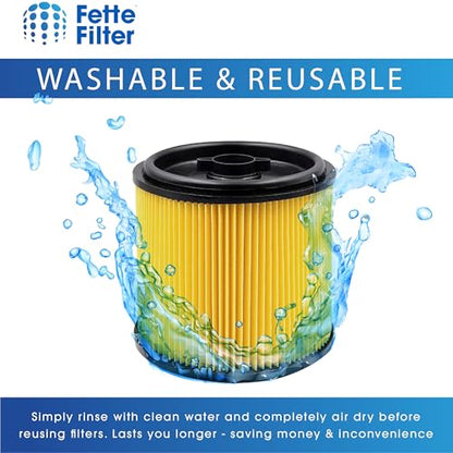Fette Filter - VCFS Cartridge Filter Replacement Compatible with Vacmaster Filter VCFS, Vacmaster 5-16 Gallon Wet/Dry Vacs, VBV1210 filter. Also fit HART most Shop-Vac 5-20 Gal Vacs - Pack of 2