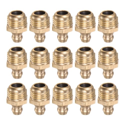 HARFINGTON 15pcs Brass Straight Grease Fitting M12x1.25mm Metric Thread Hydraulic Grease Nipple Accessories for Car - size: M12x1.25