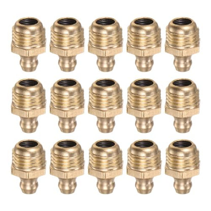 HARFINGTON 15pcs Brass Straight Grease Fitting M12x1.25mm Metric Thread Hydraulic Grease Nipple Accessories for Car - size: M12x1.25
