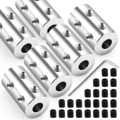 6pcs 5mm to 5mm Steel Shaft Coupling Joint Connector, Rigid Coupling Set Screw, Motor Shaft Connector for Motor Accessories - size: 5mm to 5mm