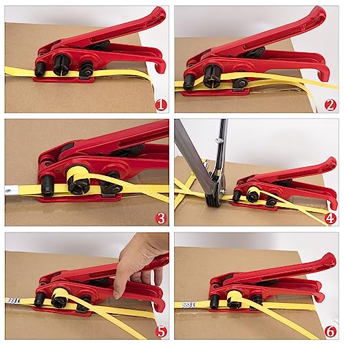 Banding Strapping Kit, Pallet Strapping Kit, Poly Strapping Kit, Plastic Strapping Kit Include Pallet Packaging Strapping Tool, Sealer Tools 3200' Length x 1/2" Wide and 200 Metal Seals