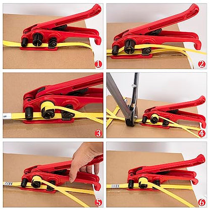 Banding Strapping Kit, Pallet Strapping Kit, Poly Strapping Kit, Plastic Strapping Kit Include Pallet Packaging Strapping Tool, Sealer Tools 3200' Length x 1/2" Wide and 200 Metal Seals