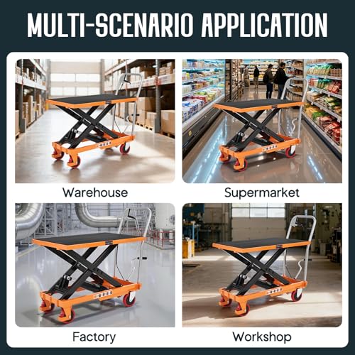 SPECRAFT 550 Lbs Hydraulic Lift Table Cart - color: Orange