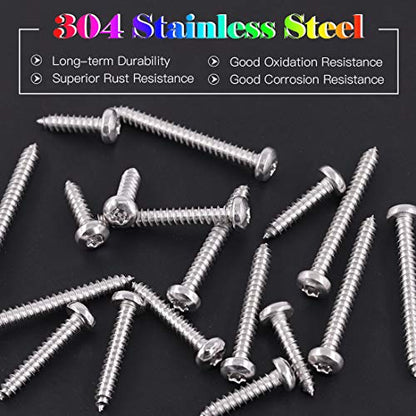 Glarks 51Pcs #8 x 3/4'' Button Head Torx Security Sheet Metal Screws Stainless Steel Tamper Resistant Screws Set with T20 Bit (50pcs #8 x 3/4'') - size: 50pcs #8 x 3/4''