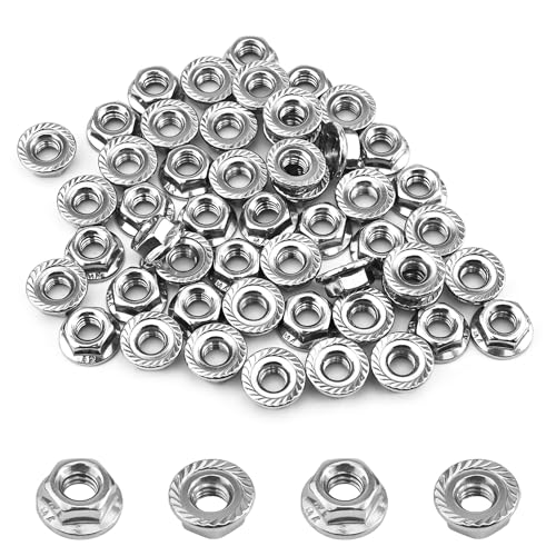 55 Pack M6 Serrated Flange Hex Nuts for DIY Home Mechanism - size: M6