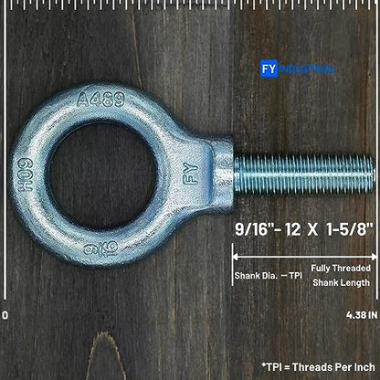 Lifting Shoulder Eye Bolt 9/16"-12 X 1-5/8" |Blue Bright Zinc Plated - color: Blue Bright Zinc Plated, size: 9/16"-12 X 1-5/8"