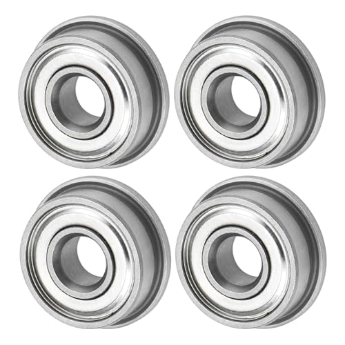 M METERXITY 4-Pack F694ZZ Flanged Ball Bearing, 4 x 11 x 4mm Double Metal Shielded Chrome Steel (GCr15) Flange Rip Bearings for Wheelbarrow/Printer/Fax Machines/Power Tools - size: 4mm x 11mm x 4mm