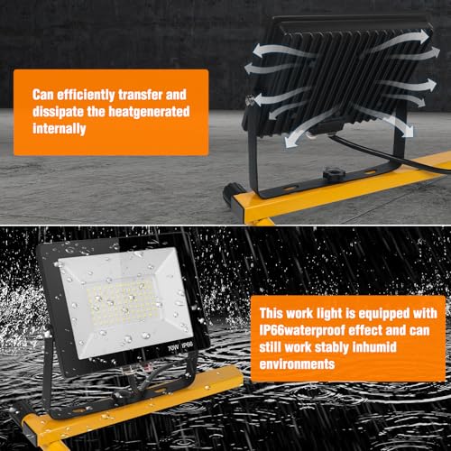 LED Work Lights with Stand, 21000 Lumen, 3-Head Adjustable Work Light