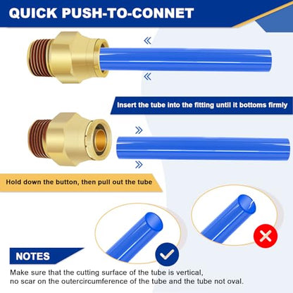 6 PCS Brass Air Line Quick Connect Fittings 1/2" Tube OD x 3/8" NPT - size: 1/2" Tube OD x 3/8" NPT - 6 PCS